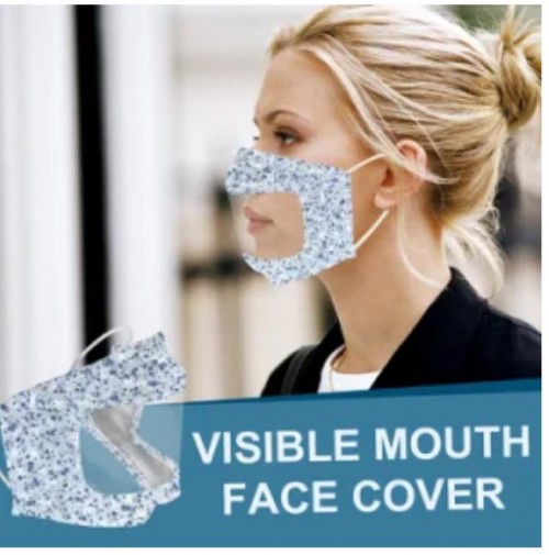 Factory Custom Clear Vinyl Protected Mask with Two Layered Cotton Frame, Face Mask with Clear Window Over Mouth for Lip Reading, Clear Reading Lips Face Masks