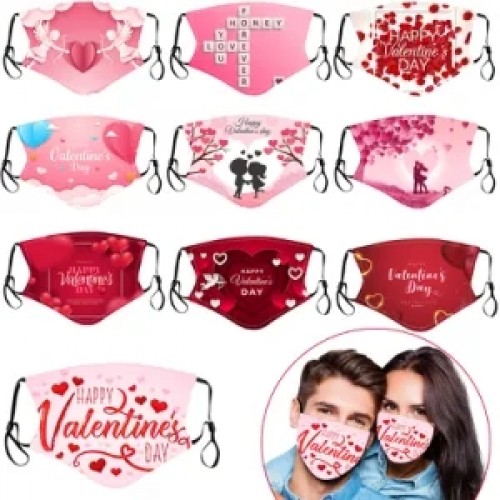 Factory Custom Washable Cotton 3D Print Earloop Adjustable Elastic Band Valentine′s Day Facemask, Logo Printed Love Face Maskes, Cotton Cloth Face Maskes