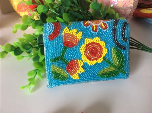 Factory direct sales of new fashion bead embroidered wallet card bag passport cover beaded purse   handbag  card bag