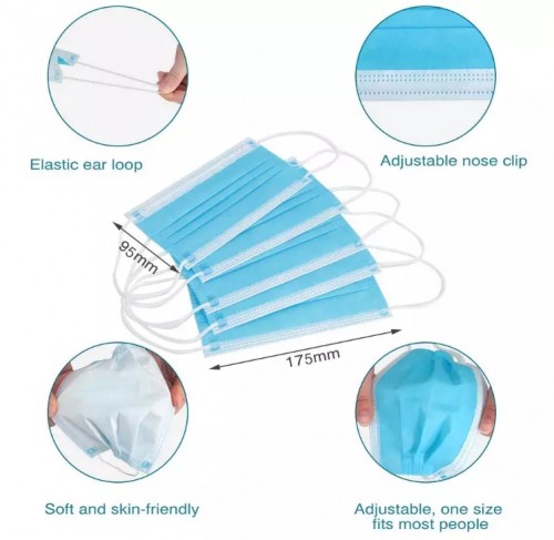 Factory Direct Wholesale 5 Layer Anti Dust Virus Disposable Facial Protective Respirator Nonwoven Face Mask,3ply Protective Face Shield Mask Without Valve