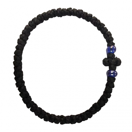 Direct factory wholesale Thin Komboskini Greek Prayer Rope Bracelet, Black Cross Prayer Rope Komboskini With Blue Beads