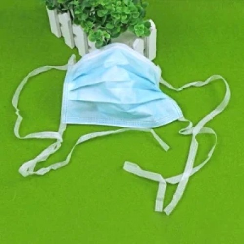 Disposable Lacing Mask High Quality Blue Hanging Ear Head Wear Non-Woven Breathable and Fusible Spray Cloth Three-Layer Mask