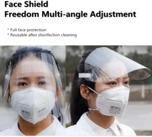 Anti-Saliva Safety Face Shield Protective Cap Adjustable Anti-Spitting Dustproof Hat with Plastic Protection Film