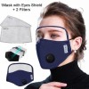 Factory Wholesale Mask with Eye Sheild Anti Droplets Anti Virus with Pm 2.5 Filter Washable Mouth and Eye Protection, Anti Air Pollution Facemask with Filter